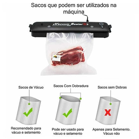 Seladora à Vácuo Portatil para Armazenar Alimentos Domésticos